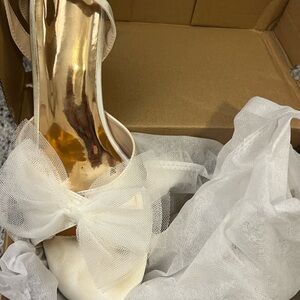 White Bow Women's Heels